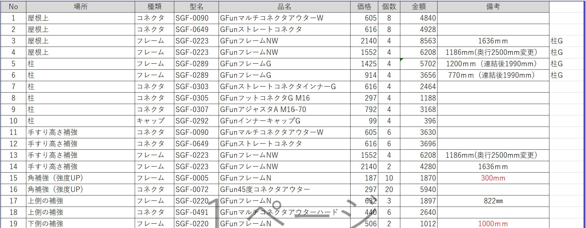 G-fun発注リスト作成