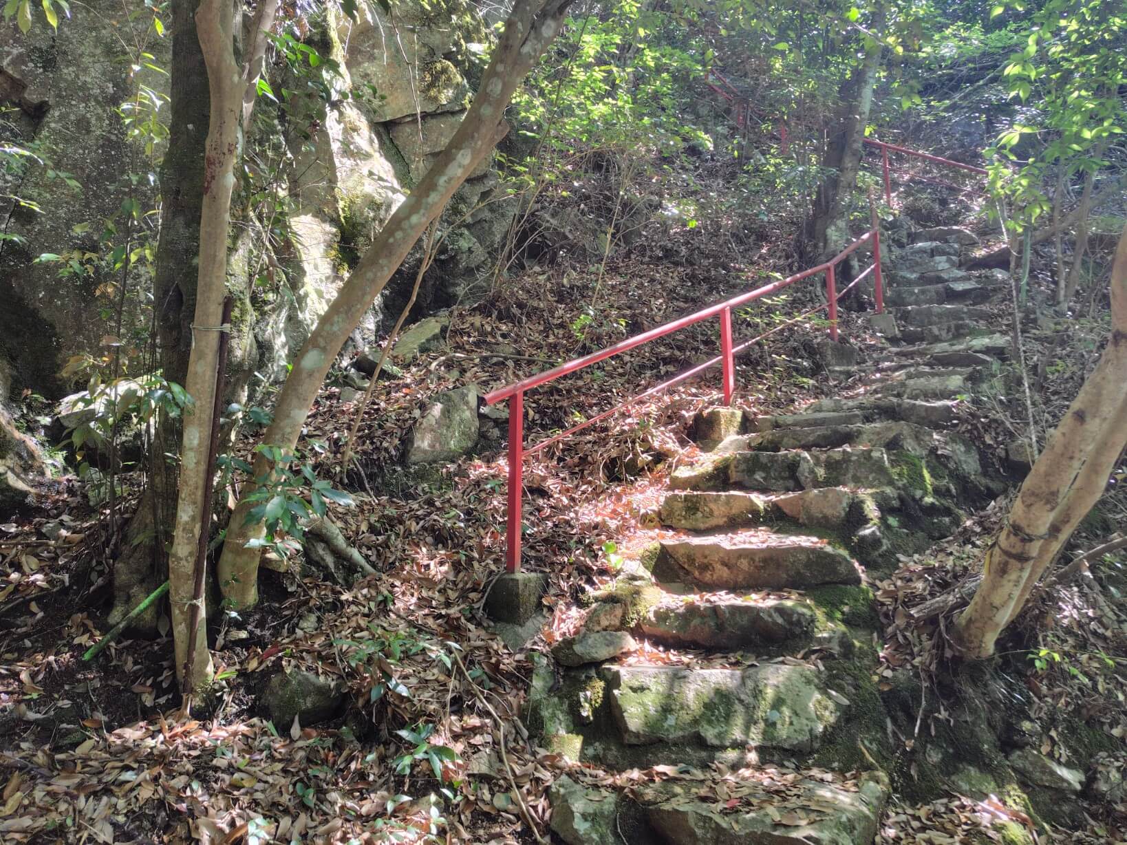 勝雄不動滝に続く階段